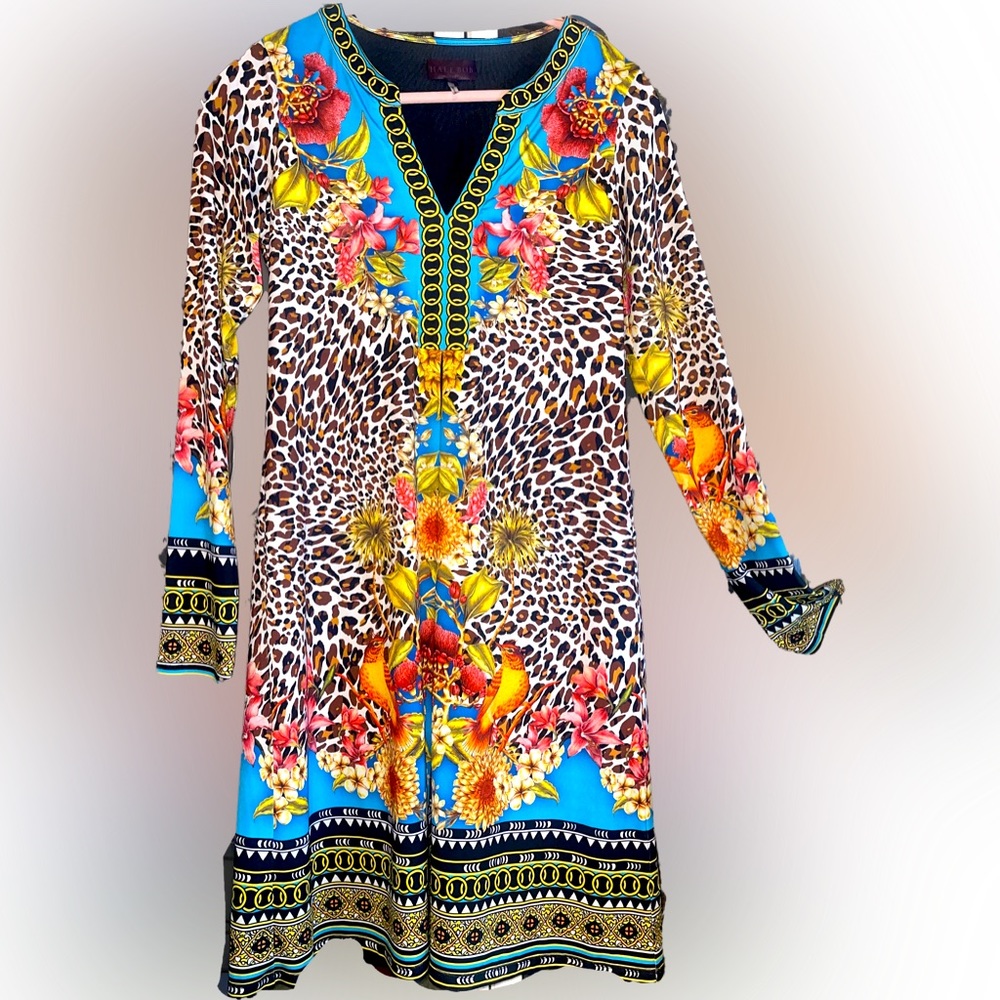 #52 Hale Bob Animal Print Jersey Dress, Size Small